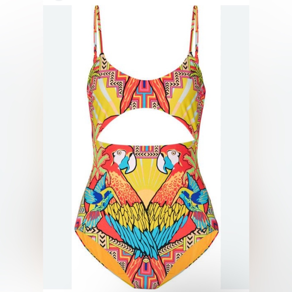 Mara Hoffman Parrot Print One Piece Swimsuit size M